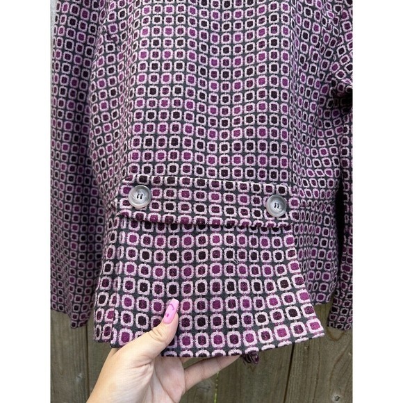 Miss Dorby Vtg Women's Blazer Suit‎ Jacket Purple Geometric Size 12 - Picture 10 of 10